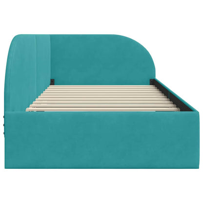 Corner Bed Frame with Headboard Turquoise 90 x 190 cm Velvet