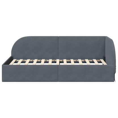 Corner Bed Frame with Headboard Dark grey 90 x 200 cm Velvet