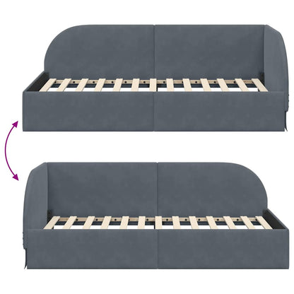 Corner Bed Frame with Headboard Dark grey 90 x 200 cm Velvet
