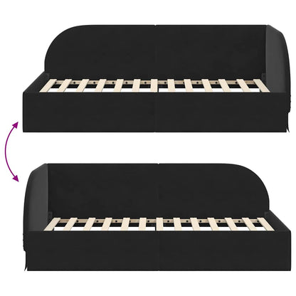 Corner Bed Frame with Headboard Black 90 x 200 cm Velvet