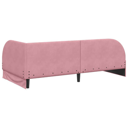 Corner Bed Frame with Headboard Pink 100 x 200 cm Velvet