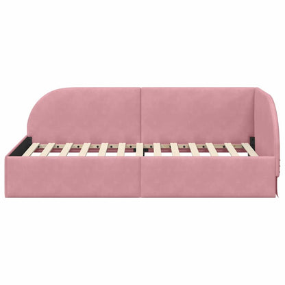 Corner Bed Frame with Headboard Pink 100 x 200 cm Velvet