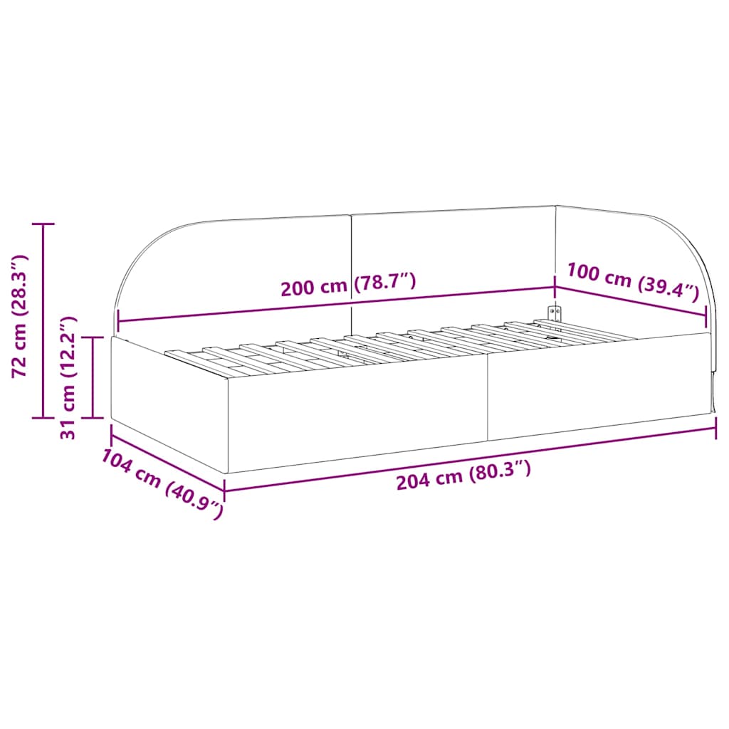 Corner Bed Frame with Headboard Pink 100 x 200 cm Velvet