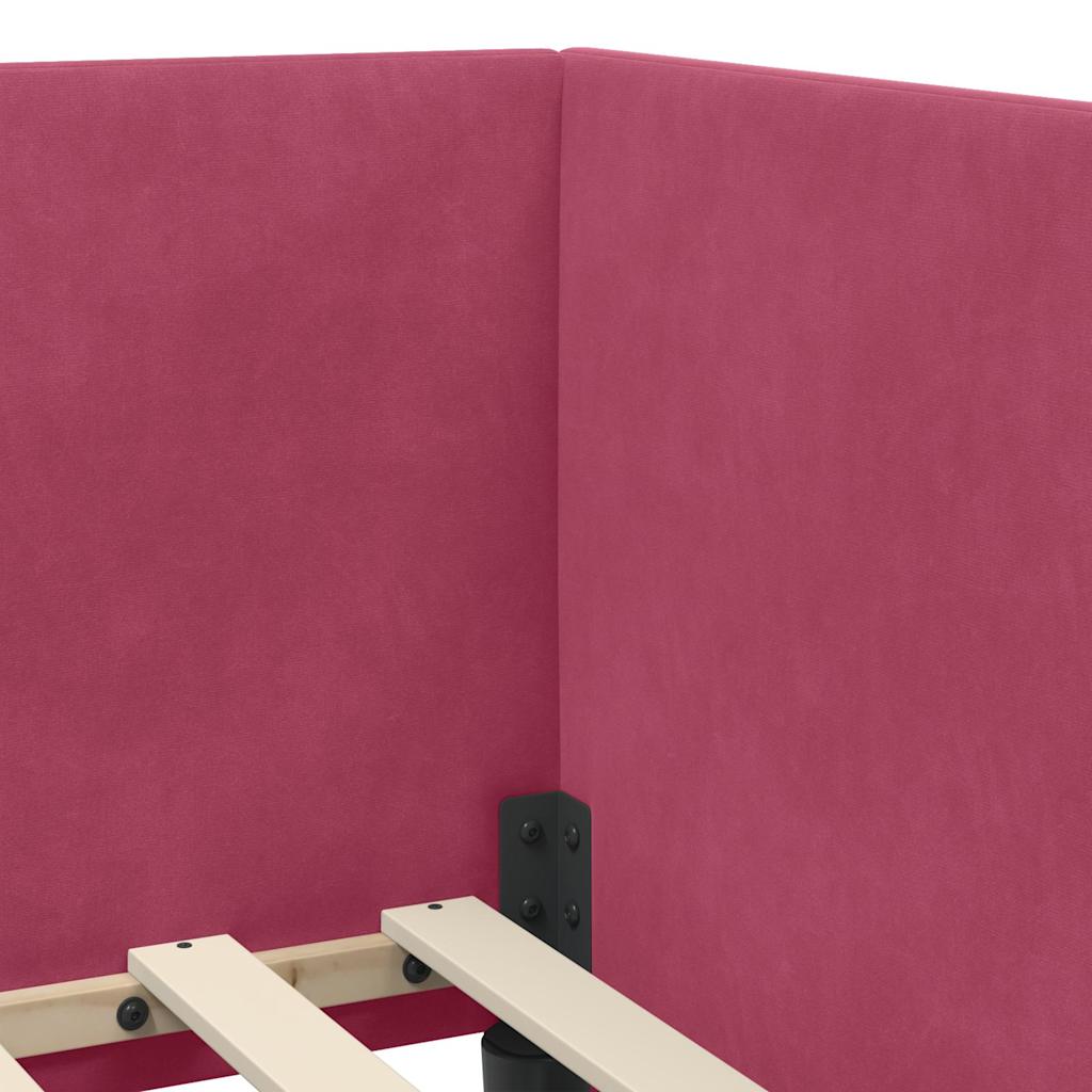 Corner Bed Frame with Headboard Wine red 100 x 200 cm Velvet