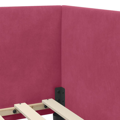 Corner Bed Frame with Headboard Wine red 100 x 200 cm Velvet