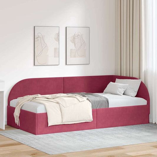Corner Bed Frame with Headboard Wine red 100 x 200 cm Velvet