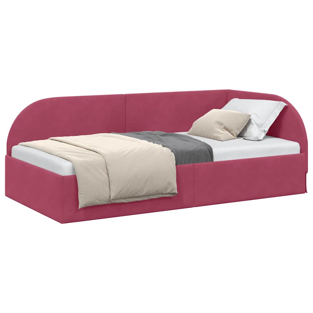 Corner Bed Frame with Headboard Wine red 100 x 200 cm Velvet