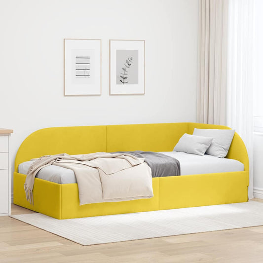 Corner Bed Frame with Headboard Yellow 100 x 200 cm Velvet