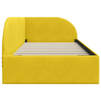 Corner Bed Frame with Headboard Yellow 100 x 200 cm Velvet