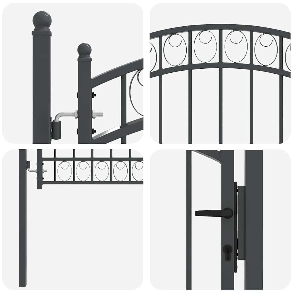 Fence Gate with Lock Grey 100 x 100 cm Powder-coated steel
