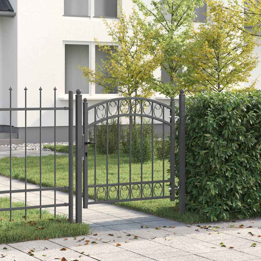 Fence Gate with Lock Grey 100 x 100 cm Powder-coated steel
