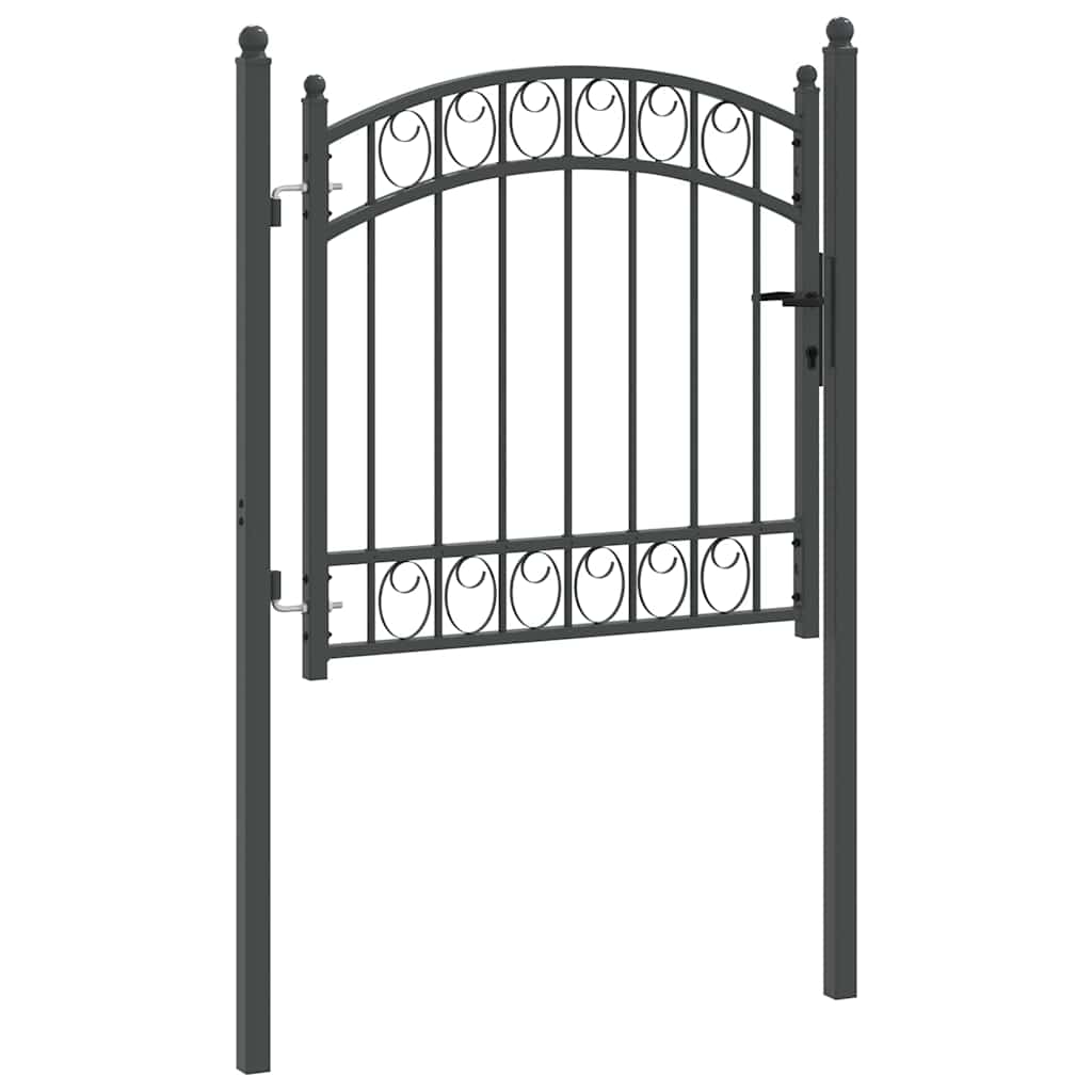 Fence Gate with Lock Grey 100 x 100 cm Powder-coated steel