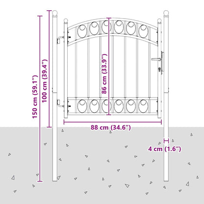 Fence Gate with Lock Grey 100 x 100 cm Powder-coated steel