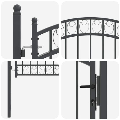 Fence Gate with Lock Grey 125 x 100 cm Powder-coated steel