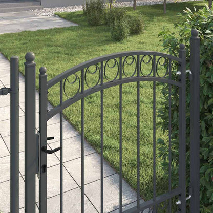 Fence Gate with Lock Grey 125 x 100 cm Powder-coated steel