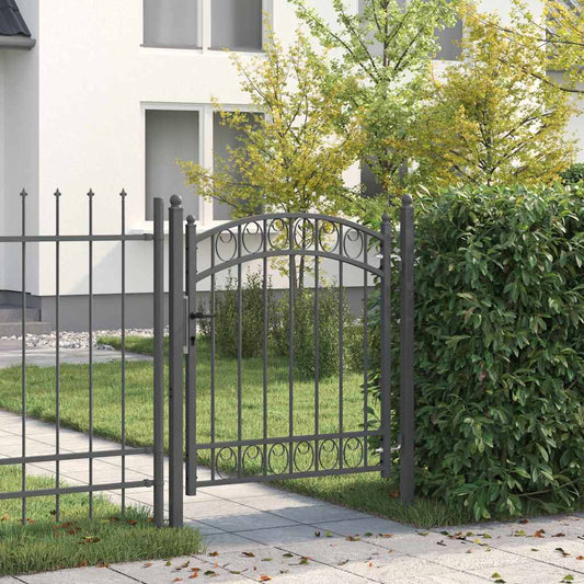 Fence Gate with Lock Grey 125 x 100 cm Powder-coated steel