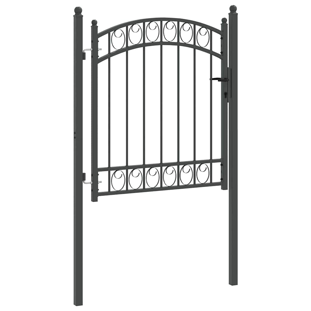 Fence Gate with Lock Grey 125 x 100 cm Powder-coated steel