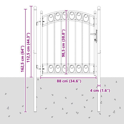 Fence Gate with Lock Grey 125 x 100 cm Powder-coated steel