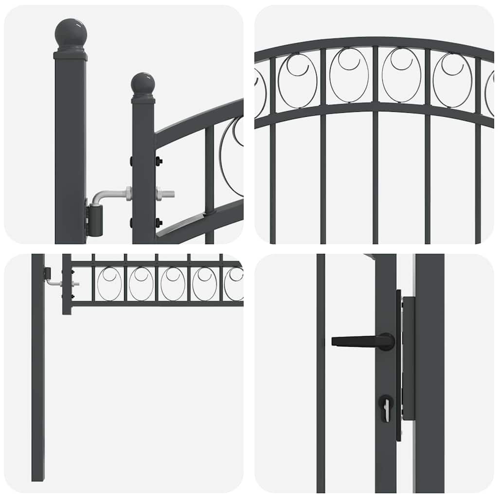 Fence Gate with Lock Grey 150 x 100 cm Powder-coated steel