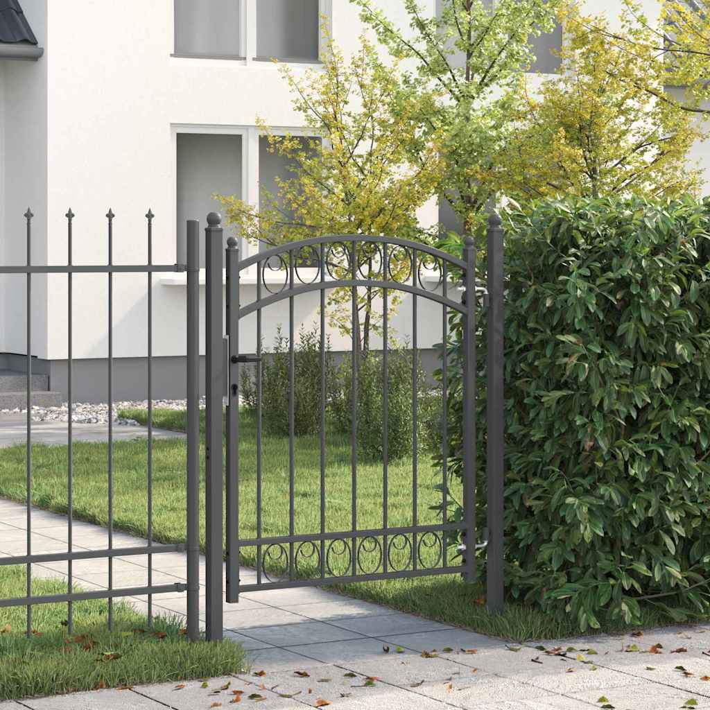 Fence Gate with Lock Grey 150 x 100 cm Powder-coated steel