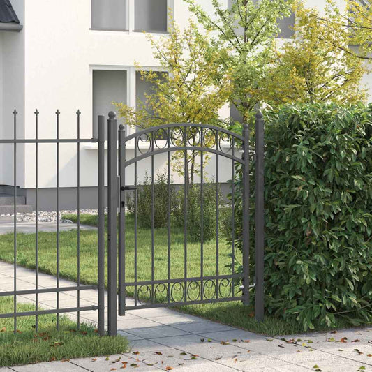 Fence Gate with Lock Grey 150 x 100 cm Powder-coated steel