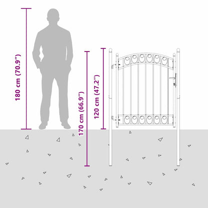 Fence Gate with Lock Grey 150 x 100 cm Powder-coated steel