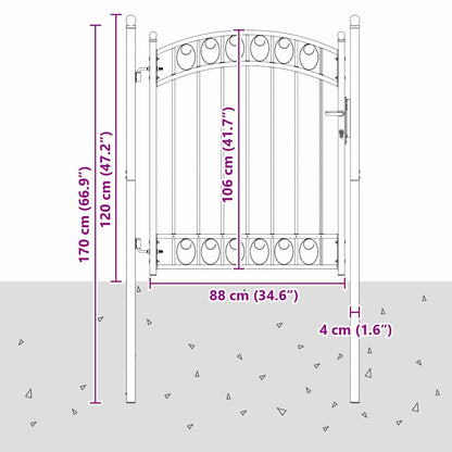 Fence Gate with Lock Grey 150 x 100 cm Powder-coated steel