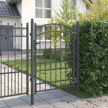 Fence Gate with Lock Grey 170 x 100 cm Powder-coated steel