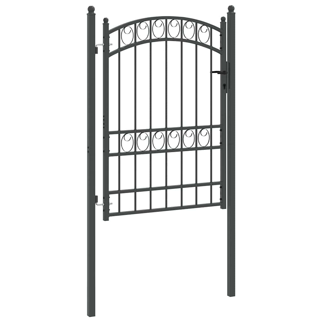 Fence Gate with Lock Grey 170 x 100 cm Powder-coated steel