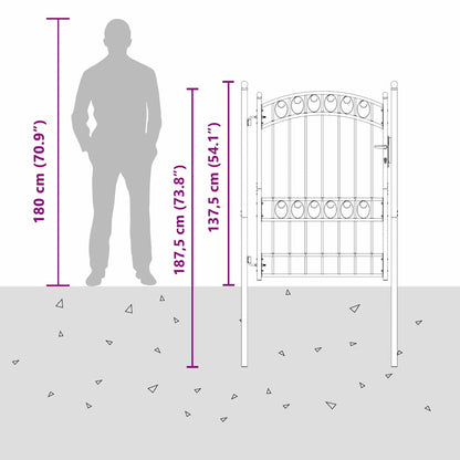 Fence Gate with Lock Grey 170 x 100 cm Powder-coated steel
