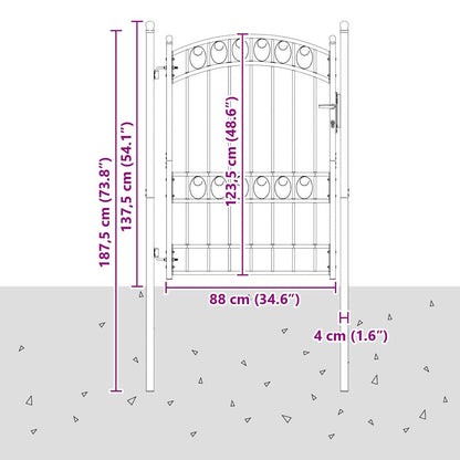 Fence Gate with Lock Grey 170 x 100 cm Powder-coated steel