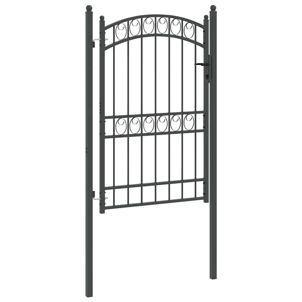 Fence Gate with Lock Grey 200 x 100 cm Powder-coated steel