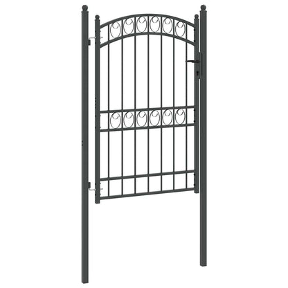 Fence Gate with Lock Grey 200 x 100 cm Powder-coated steel