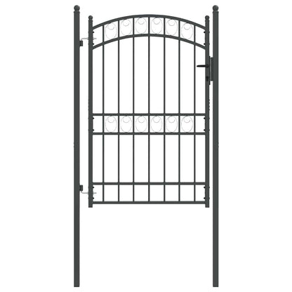 Fence Gate with Lock Grey 200 x 100 cm Powder-coated steel