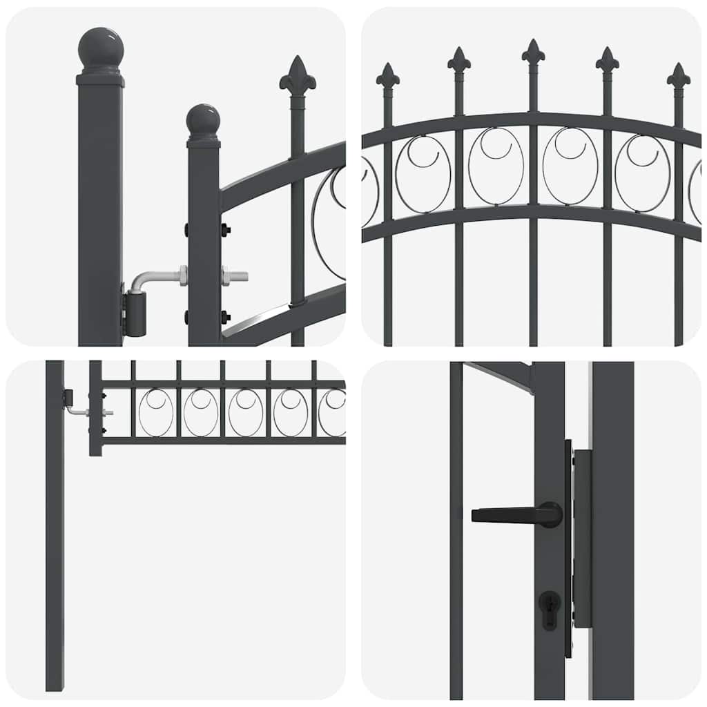 Fence Gate with Spikes Grey 100 x 100 cm Powder-coated steel
