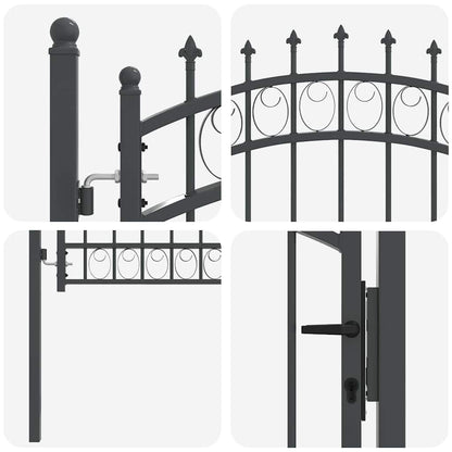 Fence Gate with Spikes Grey 100 x 100 cm Powder-coated steel