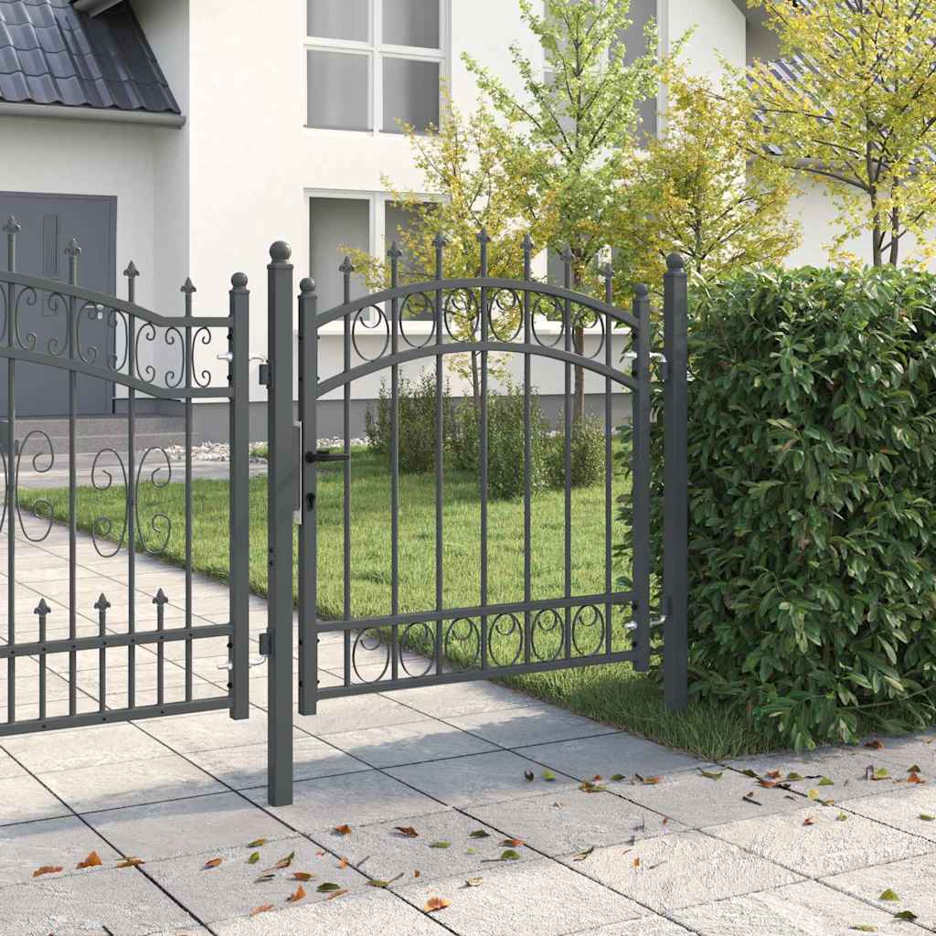 Fence Gate with Spikes Grey 100 x 100 cm Powder-coated steel