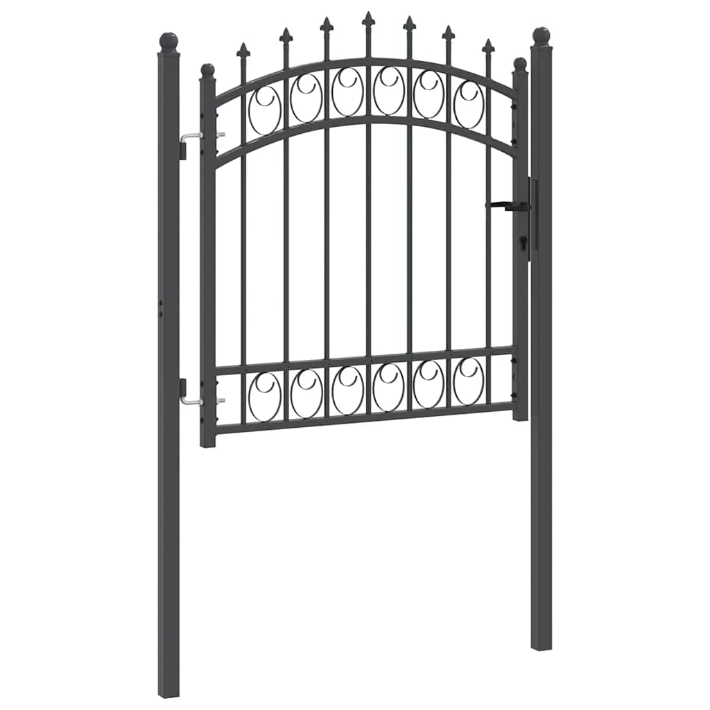 Fence Gate with Spikes Grey 100 x 100 cm Powder-coated steel