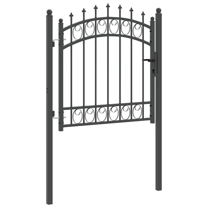Fence Gate with Spikes Grey 100 x 100 cm Powder-coated steel