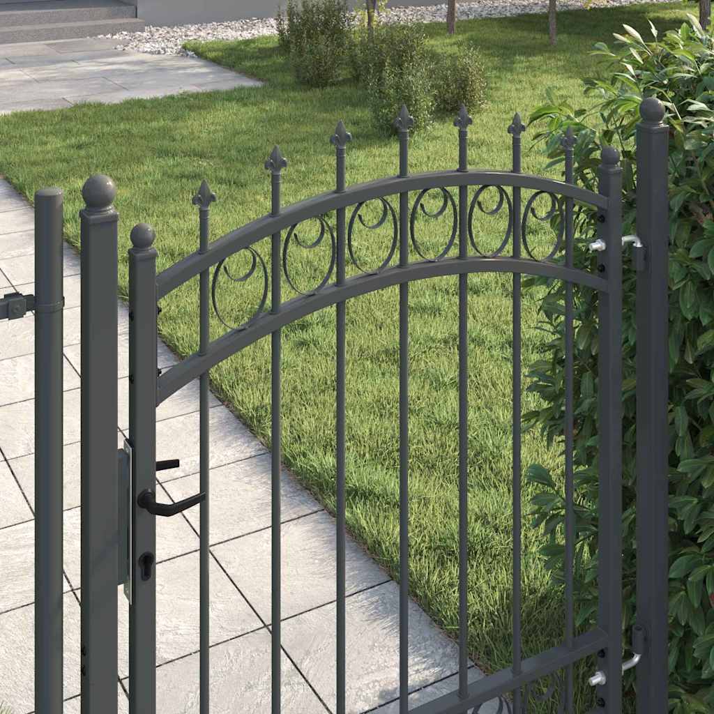 Fence Gate with Spikes Grey 125 x 100 cm Powder-coated steel