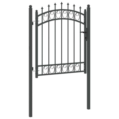 Fence Gate with Spikes Grey 125 x 100 cm Powder-coated steel