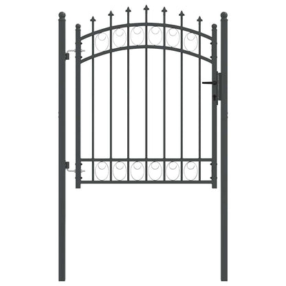 Fence Gate with Spikes Grey 125 x 100 cm Powder-coated steel