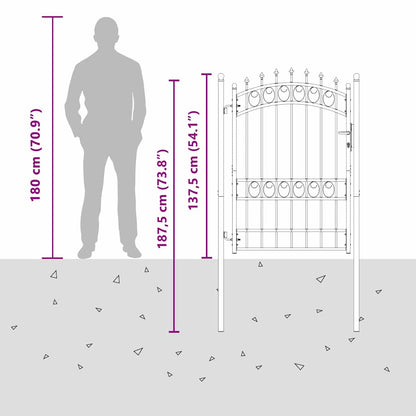 Fence Gate with Spikes Grey 170 x 100 cm Powder-coated steel