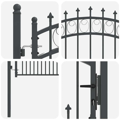 Fence Gate with Spikes Grey 100 x 100 cm Powder-coated steel