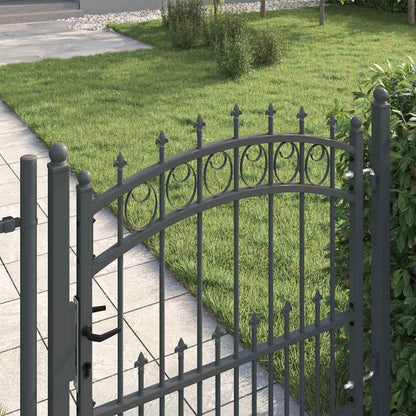 Fence Gate with Spikes Grey 100 x 100 cm Powder-coated steel