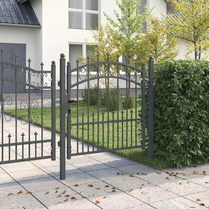 Fence Gate with Spikes Grey 100 x 100 cm Powder-coated steel