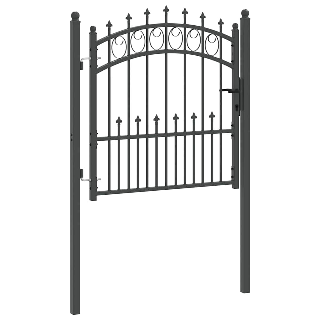 Fence Gate with Spikes Grey 100 x 100 cm Powder-coated steel