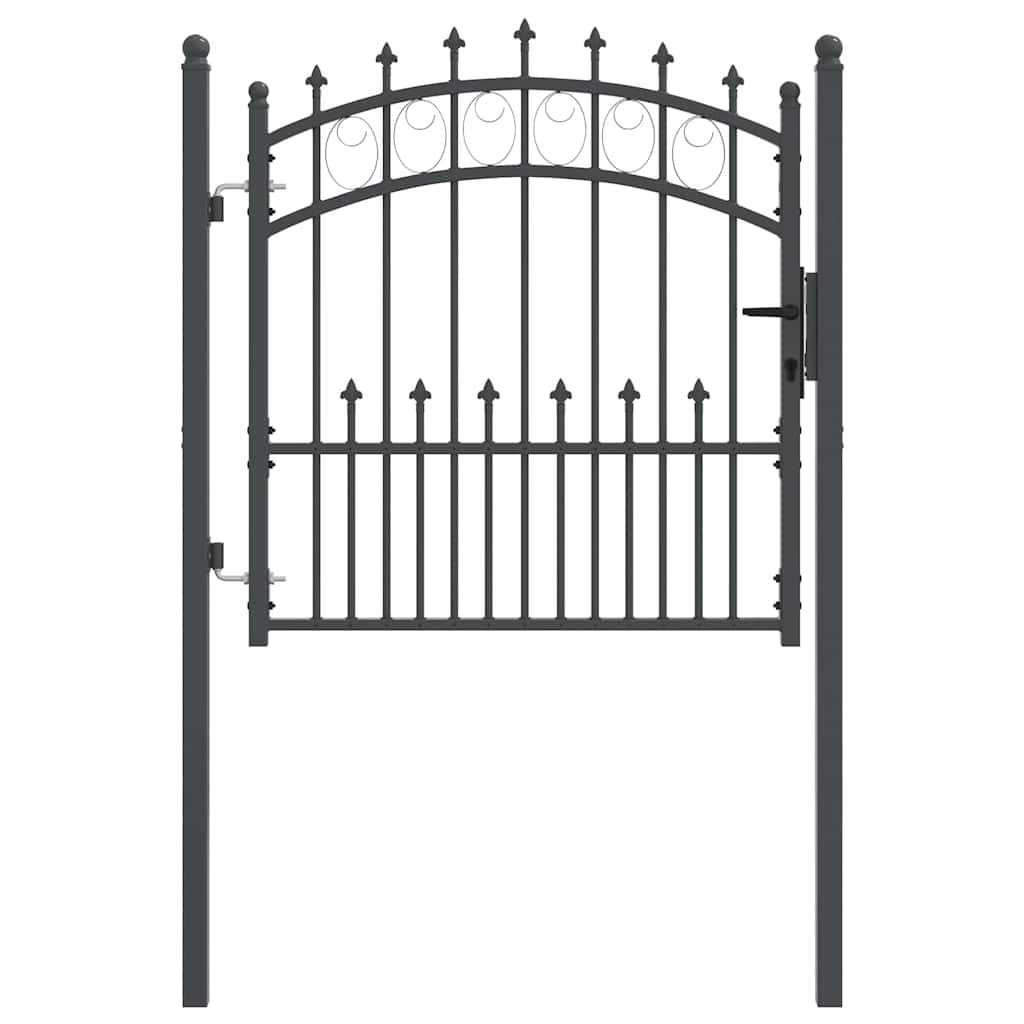 Fence Gate with Spikes Grey 100 x 100 cm Powder-coated steel