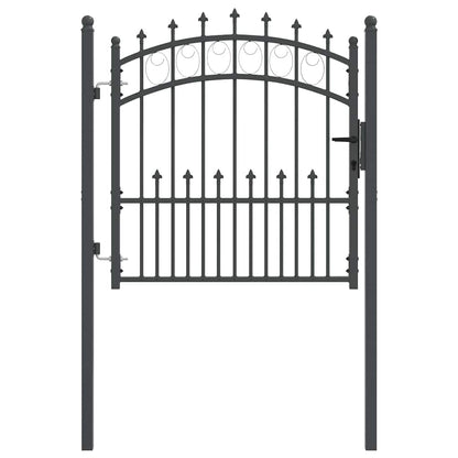 Fence Gate with Spikes Grey 100 x 100 cm Powder-coated steel