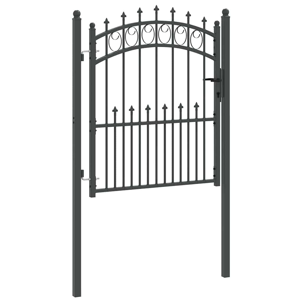 Fence Gate with Spikes Grey 125 x 100 cm Powder-coated steel